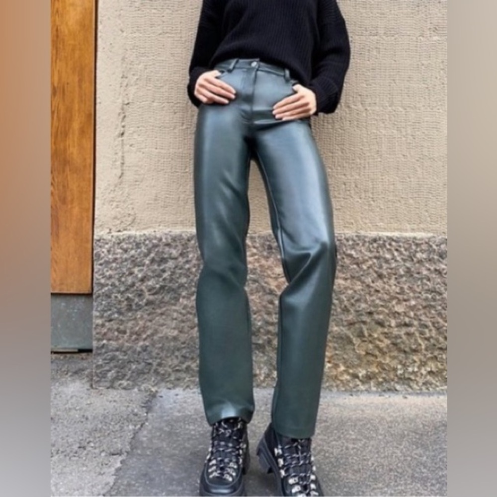 ARITZIA WILFRED Melina Faux Leather Pant, Green (US 2)